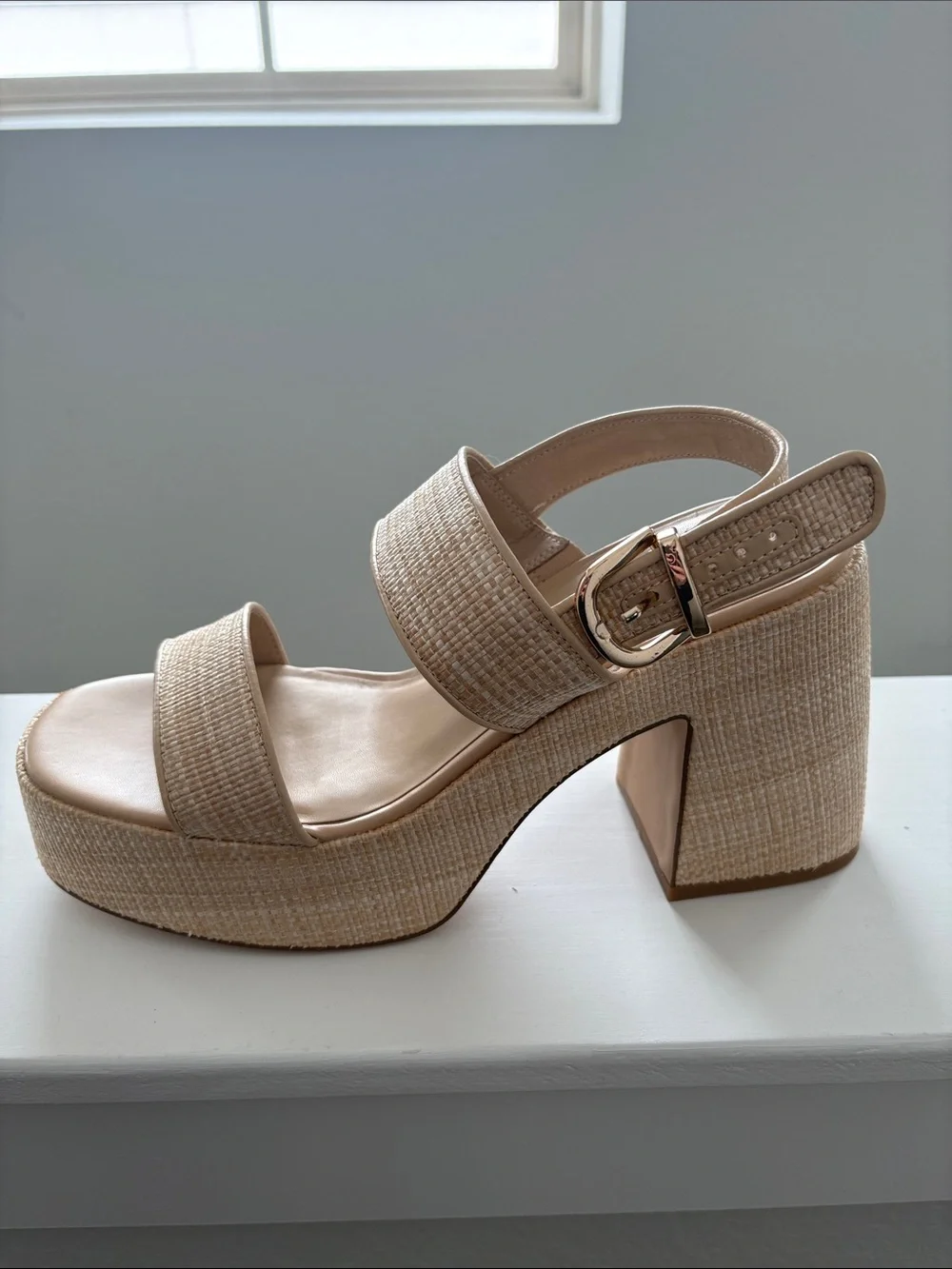 Steve Madden Neutral Woven Platform Sandal